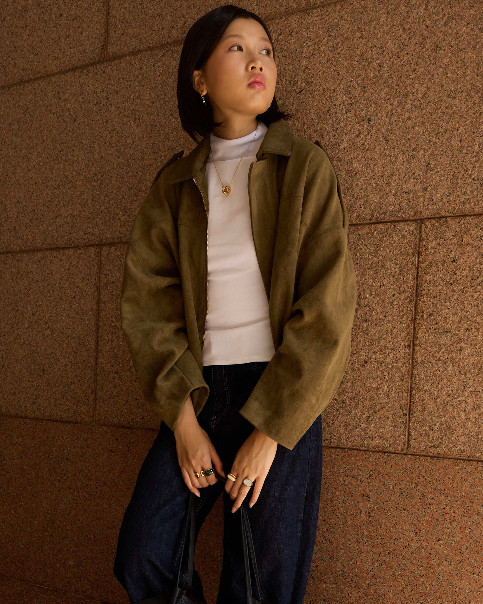 Golden ring / SIGNET GREEN AGATE