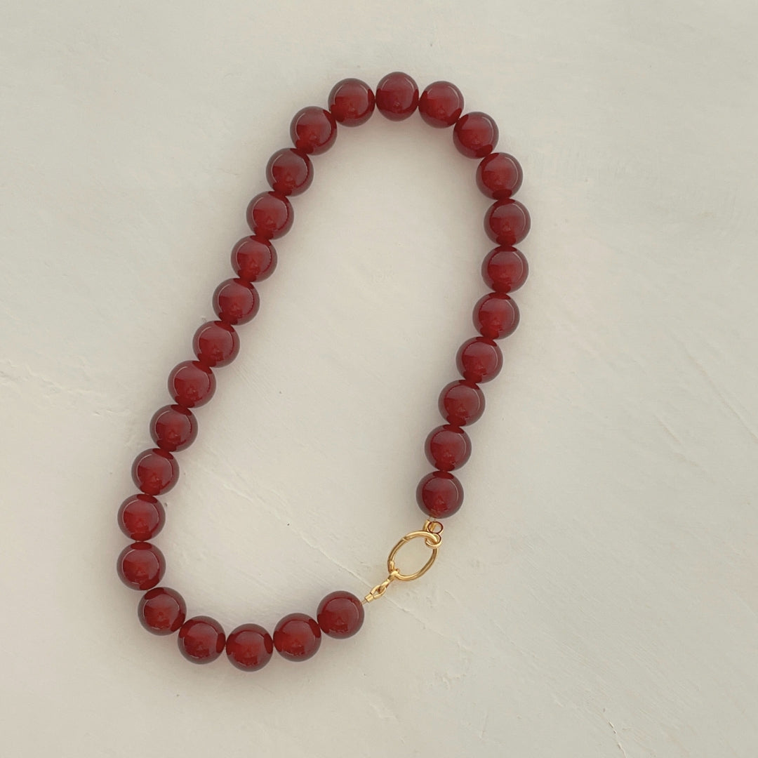 Red Cornelian gold-vermeil necklace /  BOULE