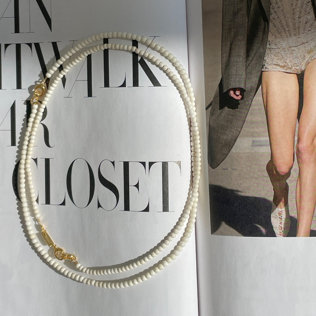 Natural bone Gold-Vermeil necklace /  MINI BOULE