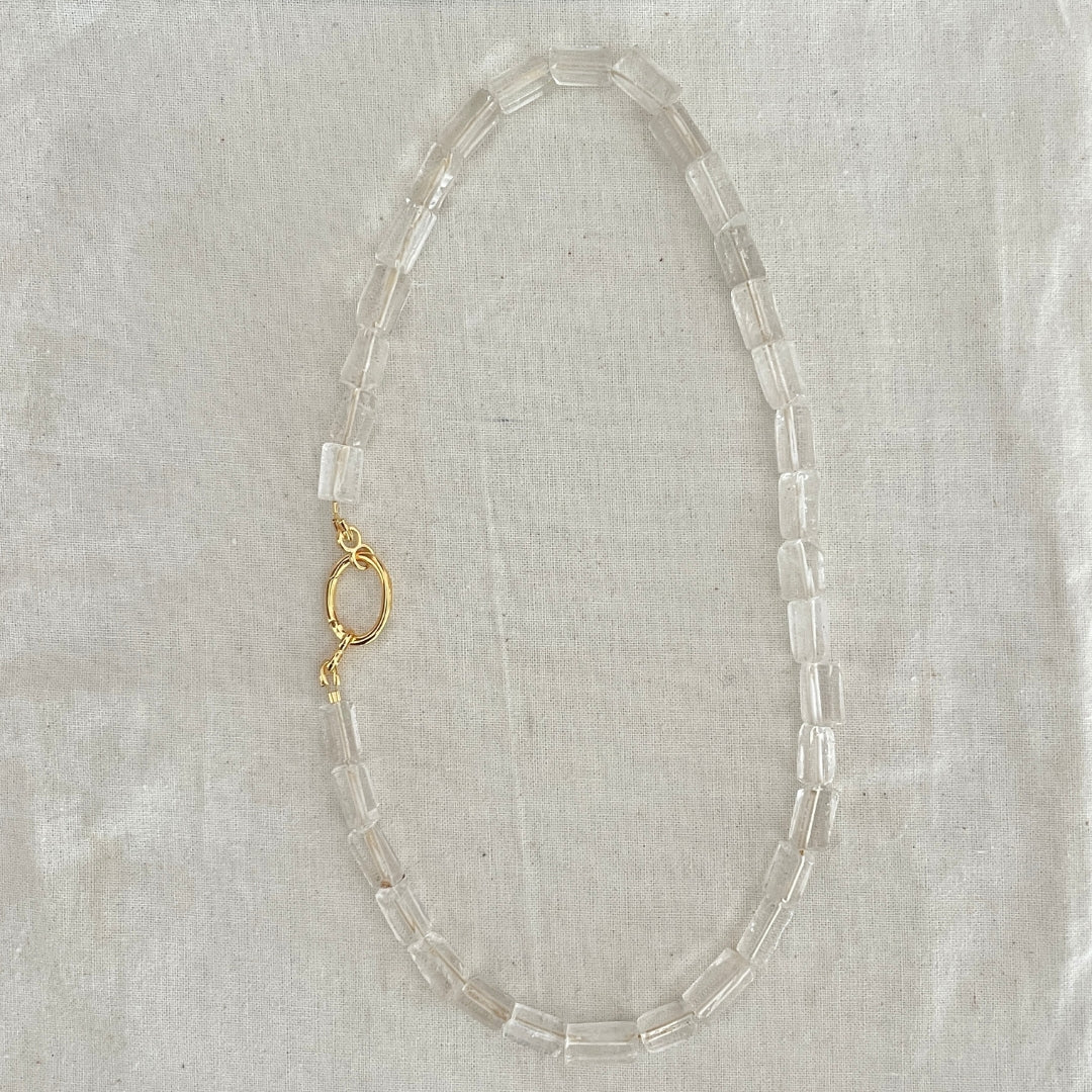 Clear Crystal gold-vermeil necklace /  TUBES