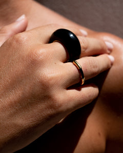 Gold-Vermeil natural black ring / MOON