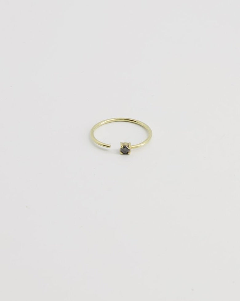 Gold & Gold-Vermeil black diamond ring / ONE SIDE